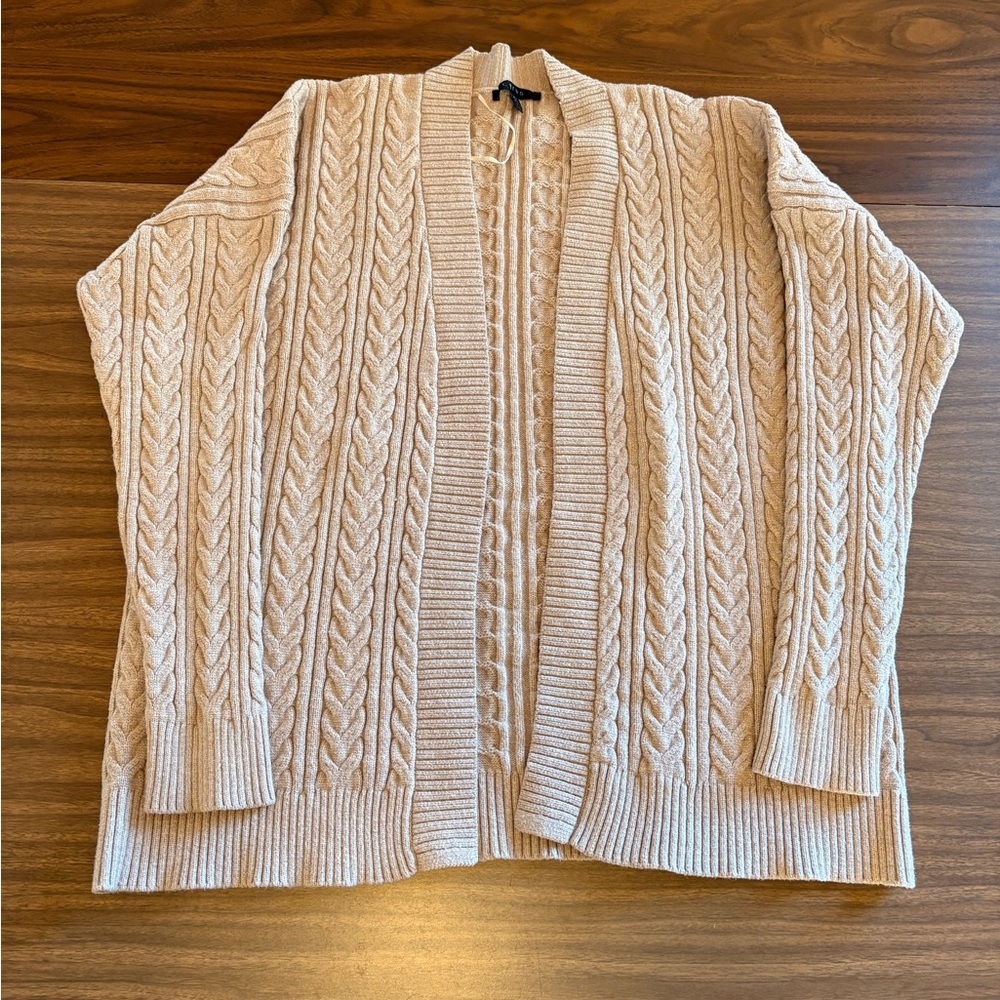 Cyrus Women's Beige Cable Knit Cardigan